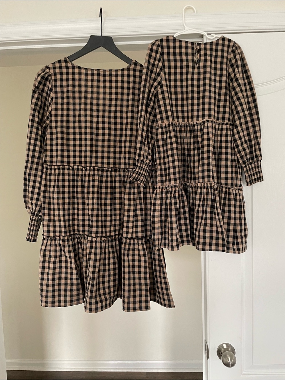 NWOT - Hayden Girls - Black and Tan Checkered Tiered Dress - GIRLS Size Small